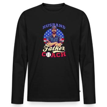 4. Juli Baseballtrainer Ehemann Vater Trainer - Männer Premium Bio Langarmshirt - Schwarz - Vorne - Nico (187cm)