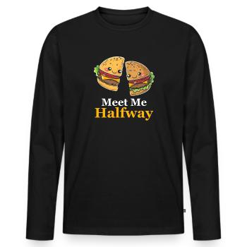 Hamburger me viande à mi-chemin - T-shirt manches longues Premium bio Homme - noir - Devant - Nico (187cm)