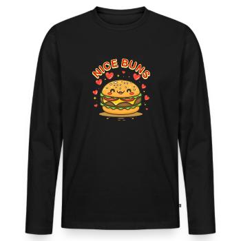 Hamburger Nizza Brötchen - Männer Premium Bio Langarmshirt - Schwarz - Vorne - Nico (187cm)