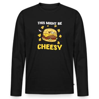 Hamburger, ça pourrait être ringard - T-shirt manches longues Premium bio Homme - noir - Devant - Nico (187cm)