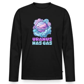 Uranus Uranus Has Gas! - Men's Premium Organic Long Sleeve Shirt - black - Front - Nico (187cm)