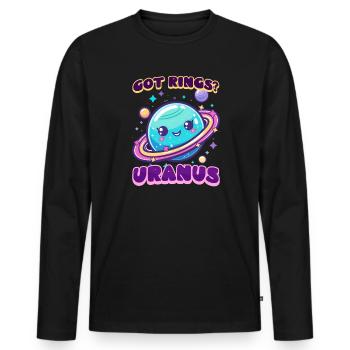 Uranus Got Rings? Uranus Does! - Men's Premium Organic Long Sleeve Shirt - black - Front - Nico (187cm)