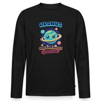 Uranus Uranus: Unbelievably Spacious! - Men's Premium Organic Long Sleeve Shirt - black - Front - Nico (187cm)