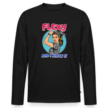 Ehlers Danlos Flexy and I Know It - Men's Premium Organic Long Sleeve Shirt - black - Front - Nico (187cm)