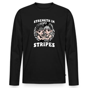 Ehlers Danlos Strength in Stripes - Men's Premium Organic Long Sleeve Shirt - black - Front - Nico (187cm)