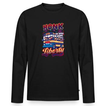 Patriotic Bus Driver Klaxonne si vous aimez la liberté ! - T-shirt manches longues Premium bio Homme - noir - Devant - Nico (187cm)