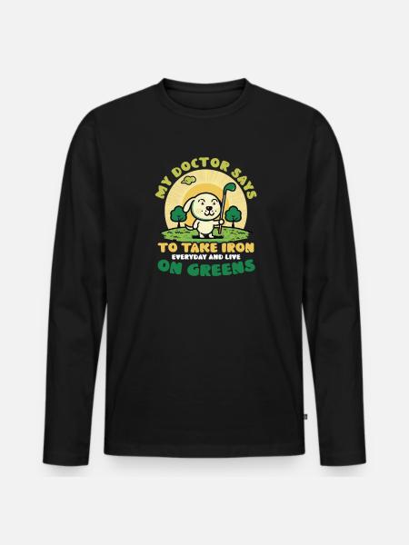 Golfing Take Iron On Greens - Men's Premium Organic Long Sleeve Shirt - black