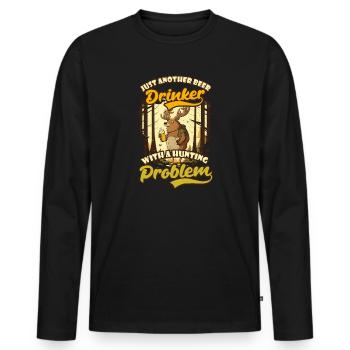 Jäger Ein weiterer Biertrinker auf der Jagd - Männer Premium Bio Langarmshirt - Schwarz - Vorne - Nico (187cm)