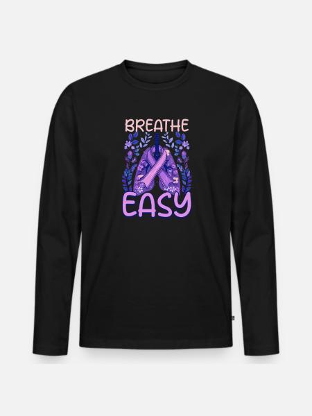 Cystic Fibrosis Breath Easy - Men's Premium Organic Long Sleeve Shirt - black