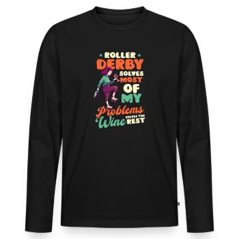 Le roller derby résout la plupart des problèmes Wine Rest - T-shirt manches longues Premium bio Homme - noir - Devant - Nico (187cm)