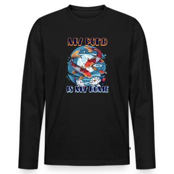 Koi Fish My Pond is My Home - Men's Premium Organic Long Sleeve Shirt - black - Front - Nico (187cm)