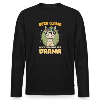 Alpaka Lama Bier Lama Hat Zeit - Männer Premium Bio Langarmshirt - Schwarz - Vorne - Nico (187cm)