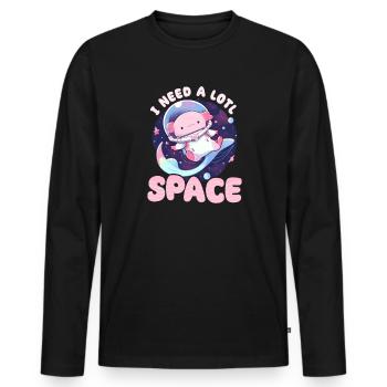 Axolotl Need A Lotl Space - Men's Premium Organic Long Sleeve Shirt - black - Front - Nico (187cm)