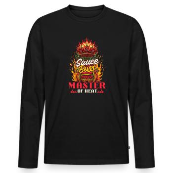 Hot Sauce Aficionado Sauce : Master of Heat - Men's Premium Organic Long Sleeve Shirt - black - Front - Nico (187cm)