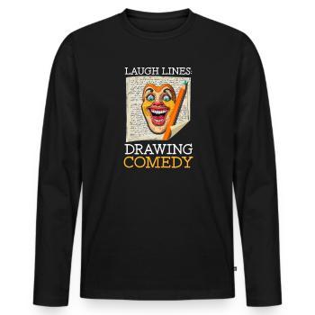 Lachfalten im Improvisationstheater: Comedy zeichnen - Männer Premium Bio Langarmshirt - Schwarz - Vorne - Nico (187cm)