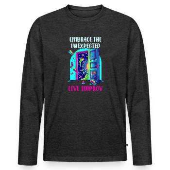 Improvisationstheater Begrüßen Sie das Unerwartete: Live-Improvisation - Männer Premium Bio Langarmshirt - Anthrazit meliert - Vorne - Nico (187cm)