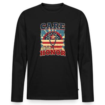 Soins infirmiers VA avec honneur - T-shirt manches longues Premium bio Homme - noir - Devant - Nico (187cm)