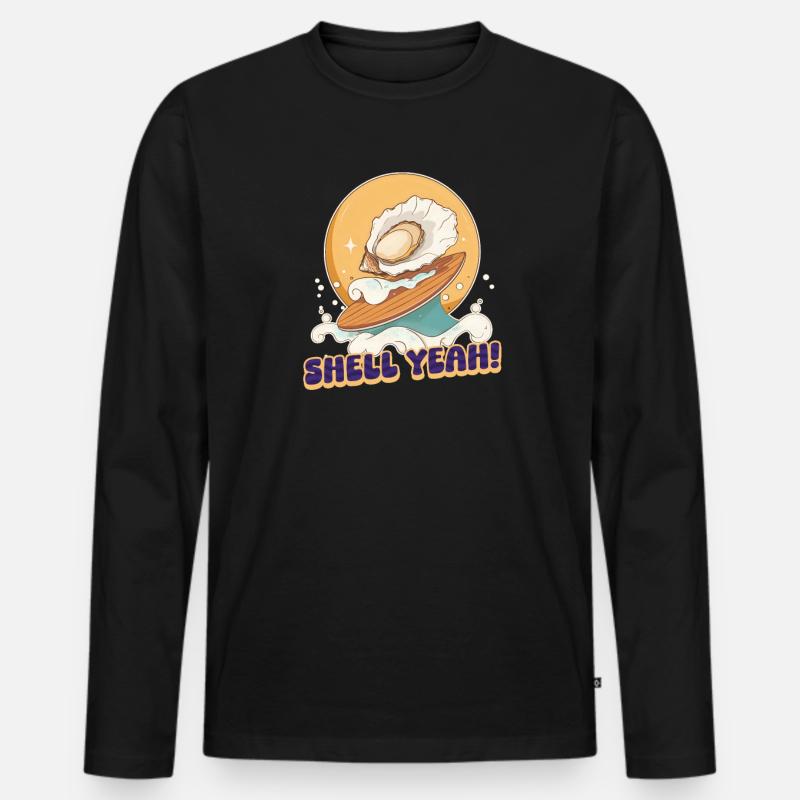 Austernschale ja! - Männer Premium Bio Langarmshirt - Schwarz