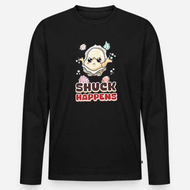 Austern-Shuck passiert - Männer Premium Bio Langarmshirt - Schwarz