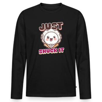 Huître juste écaillée - T-shirt manches longues Premium bio Homme - noir - Devant - Nico (187cm)
