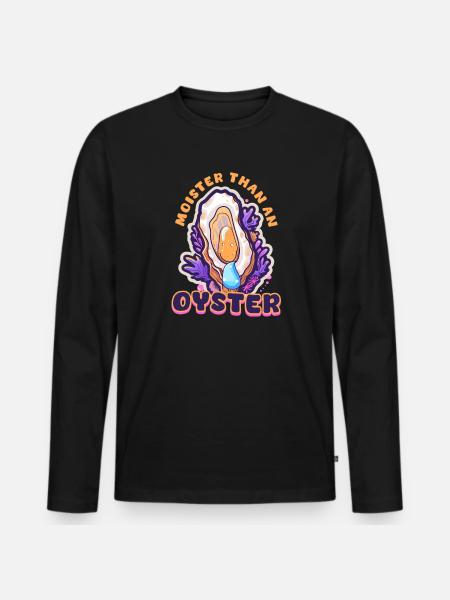 Auster feuchter als eine Auster - Männer Premium Bio Langarmshirt - Schwarz