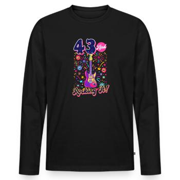 43e anniversaire 43 et Rocking It ! - T-shirt manches longues Premium bio Homme - noir - Devant - Nico (187cm)