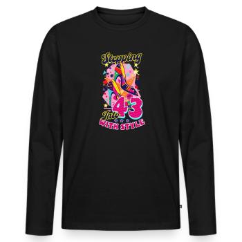 43. Geburtstag Mit Stil in die 43 - Männer Premium Bio Langarmshirt - Schwarz - Vorne - Nico (187cm)