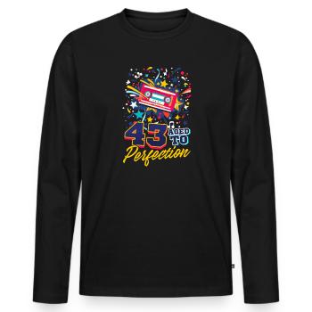 43rd Birthday 43 - Aged To Perfection - Men's Premium Organic Long Sleeve Shirt - black - Front - Nico (187cm)