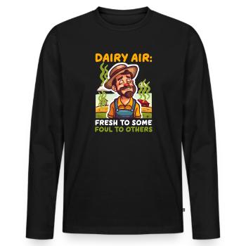 Dairy Farmer Dairy Air: Fresh Some, Foul Others - Men's Premium Organic Long Sleeve Shirt - black - Front - Nico (187cm)