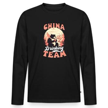 Chinese China Drinking Team - Men's Premium Organic Long Sleeve Shirt - black - Front - Nico (187cm)