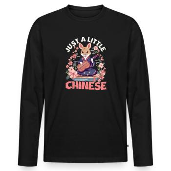 Chinois juste un peu de chinois - T-shirt manches longues Premium bio Homme - noir - Devant - Nico (187cm)