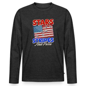 4th Of July Cat Stars, Stripes, and Purrs - Men's Premium Organic Long Sleeve Shirt - heather anthracite - Front - Nico (187cm)