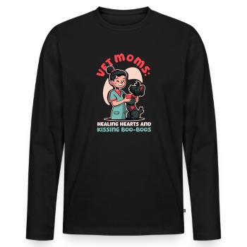 Tierarztmutter heilt Herzen und küsst Buh-Buhs - Männer Premium Bio Langarmshirt - Schwarz - Vorne - Nico (187cm)