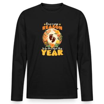 L’annonce de la grossesse : une raison de plus d’être reconnaissant - T-shirt manches longues Premium bio Homme - noir - Devant - Nico (187cm)