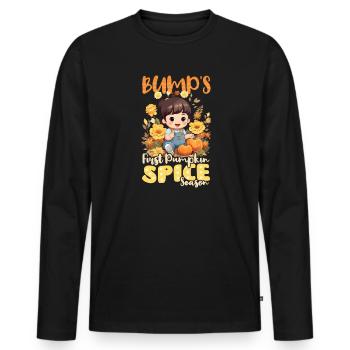 L’annonce de la grossesse fait saillir la première épice de citrouille - T-shirt manches longues Premium bio Homme - noir - Devant - Nico (187cm)