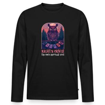Oracle de la nuit du hibou spirituel Veillée spirituelle du hibou - T-shirt manches longues Premium bio Homme - noir - Devant - Nico (187cm)