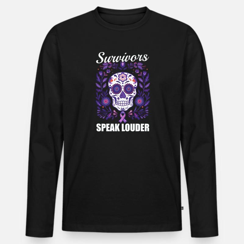 Überlebende häuslicher Gewalt sprechen lauter - Männer Premium Bio Langarmshirt - Schwarz