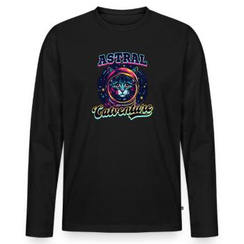 Chat Astronaute Astral Catventure - T-shirt manches longues Premium bio Homme - noir - Devant - Nico (187cm)