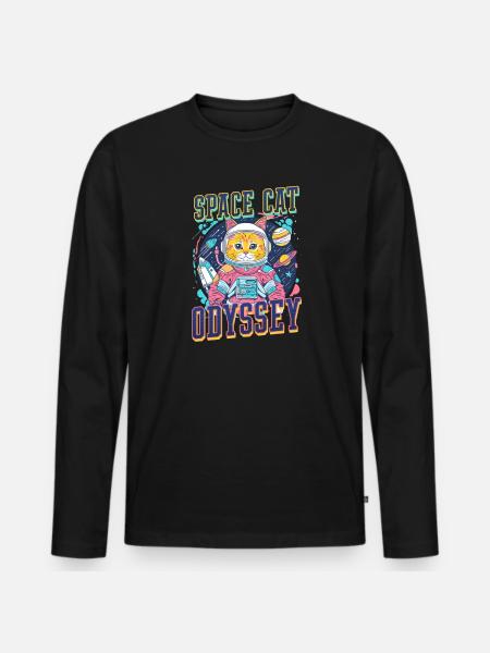 Cat Astronaut Space Cat Odyssey - Men's Premium Organic Long Sleeve Shirt - black