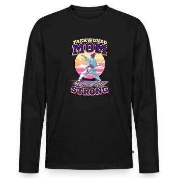 Taekwondo Maman Taekwondo Maman Taekwondo : Fière Et Forte - T-shirt manches longues Premium bio Homme - noir - Devant - Nico (187cm)