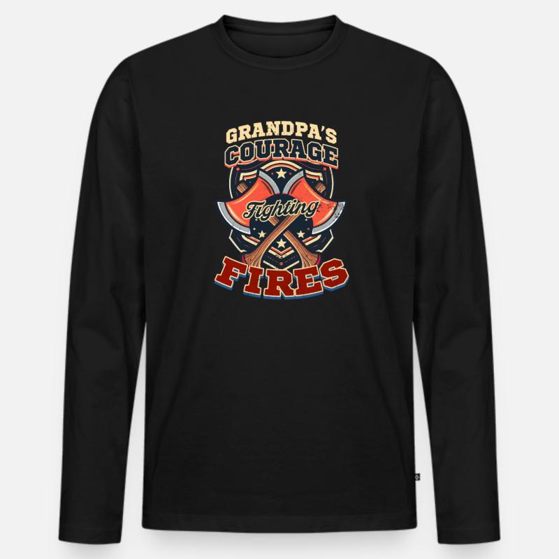 Feuerwehrmann Opa bekämpft Brände - Männer Premium Bio Langarmshirt - Schwarz