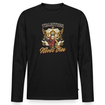 Orthodoxe Tradition stirbt nie - Männer Premium Bio Langarmshirt - Schwarz - Vorne - Nico (187cm)