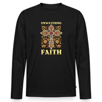 La foi orthodoxe inébranlable - T-shirt manches longues Premium bio Homme - noir - Devant - Nico (187cm)