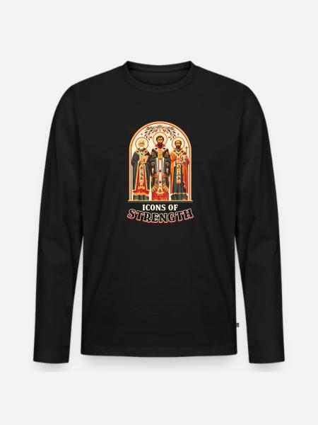Orthodox Icons Of Strength - Men's Premium Organic Long Sleeve Shirt - black