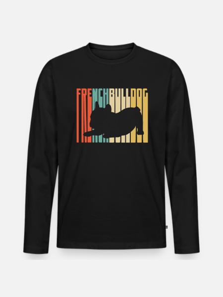 Retro French Bulldog - Men's Premium Organic Long Sleeve Shirt - black