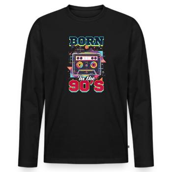 90er Jahre R&B geboren in den 90ern - Männer Premium Bio Langarmshirt - Schwarz - Vorne - Nico (187cm)