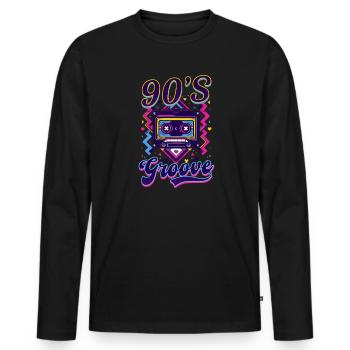 90er R&B 90er Jahre Groove - Männer Premium Bio Langarmshirt - Schwarz - Vorne - Nico (187cm)