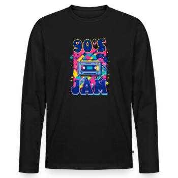 90er R&B 90er Jahre Jam - Männer Premium Bio Langarmshirt - Schwarz - Vorne - Nico (187cm)