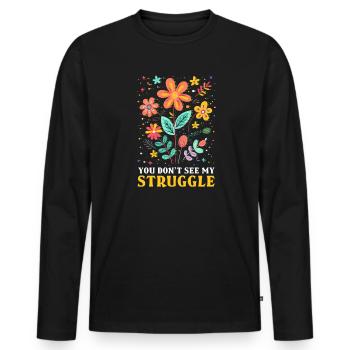Handicap invisible : Tu ne vois pas mon combat - T-shirt manches longues Premium bio Homme - noir - Devant - Nico (187cm)
