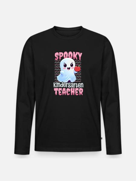 Kindergarten Teacher Spooky Kindergarten Teacher - Men's Premium Organic Long Sleeve Shirt - black